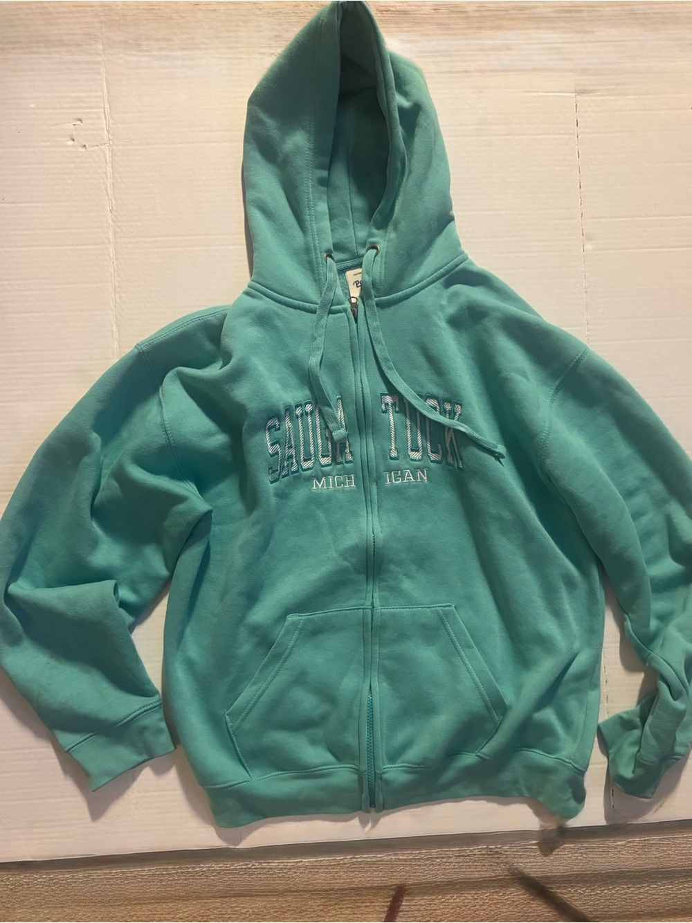 Sauk Tuck Michigan Teal Zip-Up Hoodie